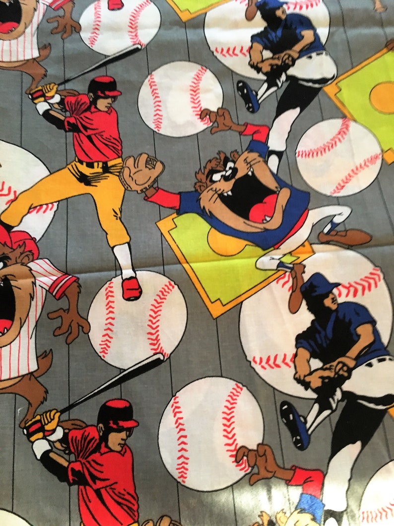 Vintage Taz Fabric Baseball Players Tazmanian Devil Sports Cotton ...