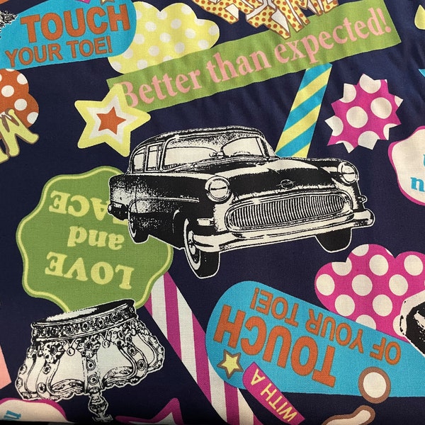 KOKKA Trefle Fabric Retro Cars VW Radio Camera Memories Love Peace Scrapbook Collage Cotton Japan Fat Quarter to 5.89 Yard Upick