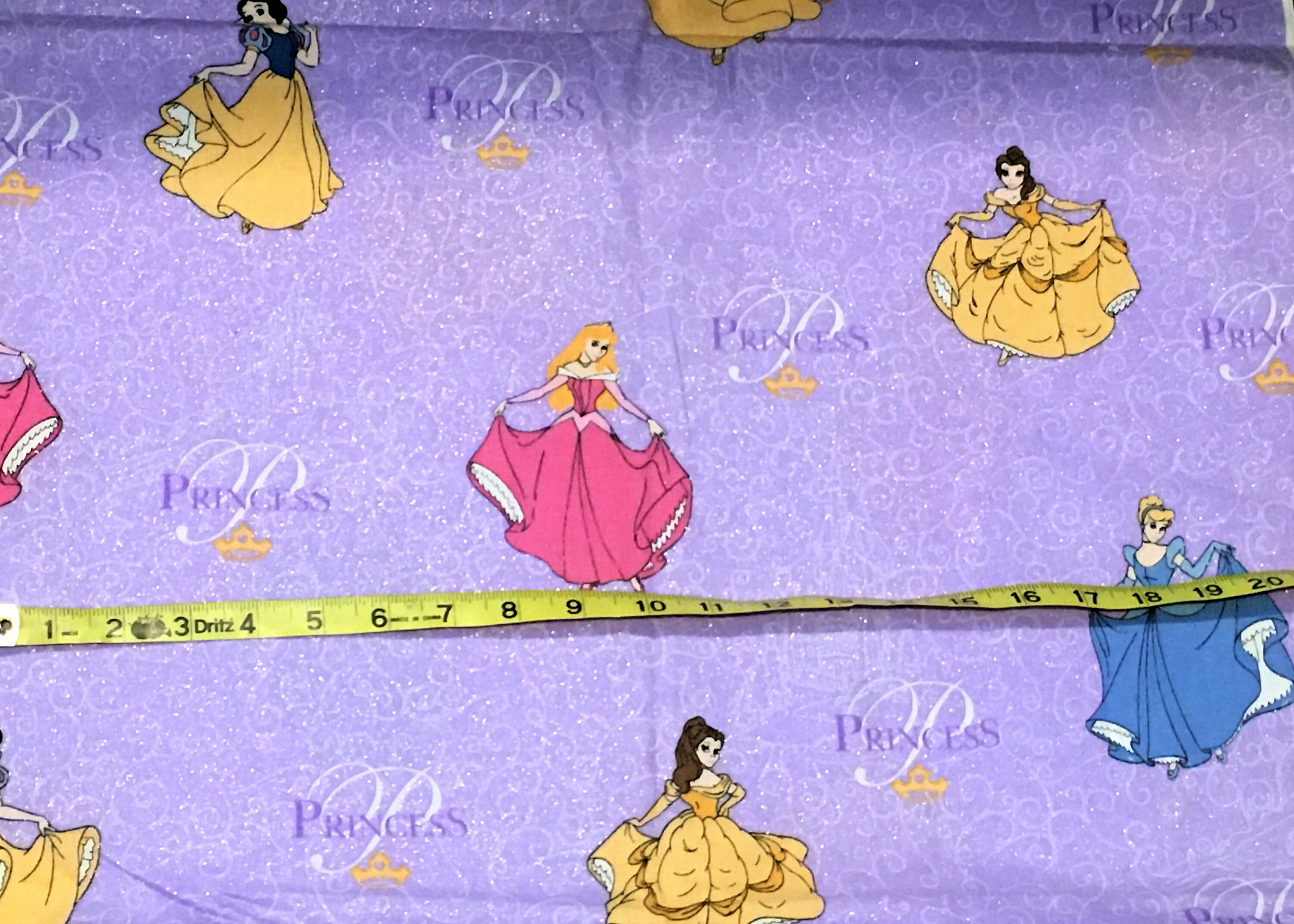 Vintage Disney Princess Fabric Pick Options All Over Glitter Etsy