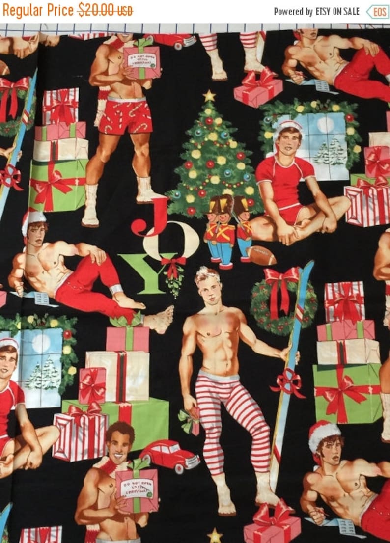 Fabric Sexy Pin Ups Sexy Hunks Men All I Want For Christmas Etsy