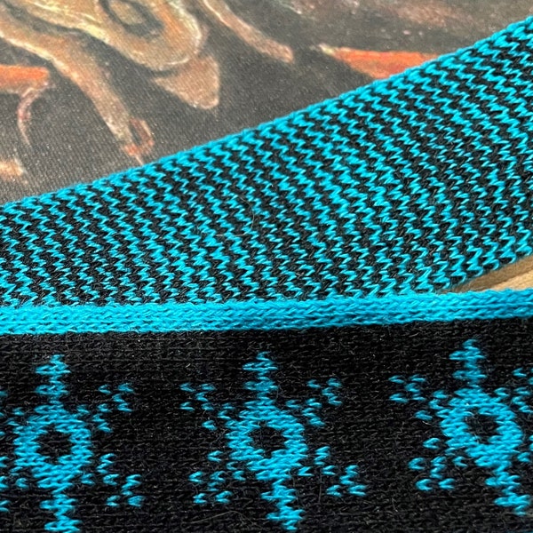 Vintage Alpine Blue Snowflake Star Knit Trim Ribbon 1.5" wide sewing notion 70s Mod hippie boho Snow Ski Winter Choose Length