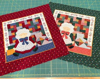 Vintage Sunbonnet Girl & Cat Patchwork Quilt Design Fabric Cotton Squares Cranston VIP Your Choice Green or Maroon