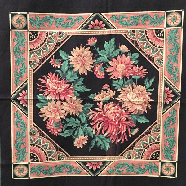 Vintage Oriental Flowers Mumms Japanese Asian Imari Homage Fabric Pillow Panel Quilt 2 Squares Cotton Rare OOP Springs