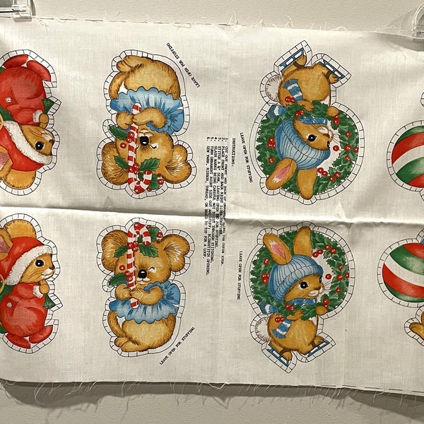 Vintage Christmas Ornament Anthropomorphic Baby Animals Fabric cut & sew Dog, Cat, Mouse, Koala Bear, Bunny, Lion Cub Springs Mills