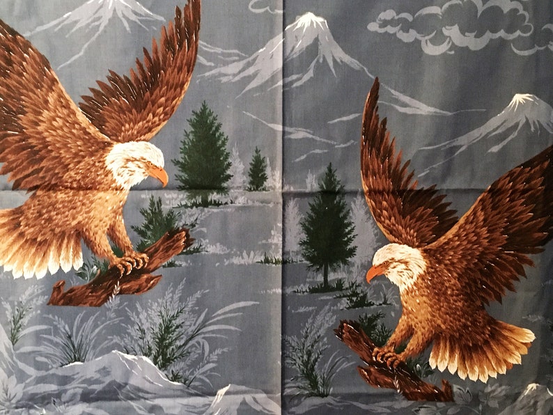 American Bald Eagle & Mountains Quilt Top Wall Hanging Fabric Etsy