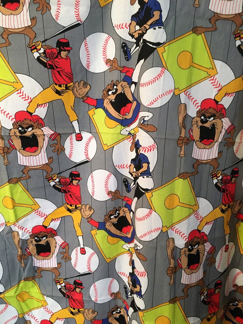 Vintage Taz Fabric Baseball Players Tazmanian Devil Sports Cotton ...