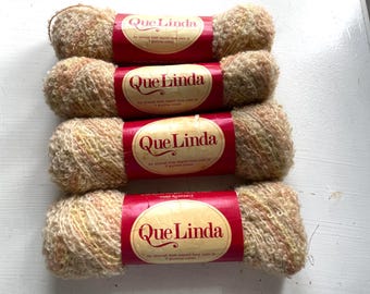 Vintage Berroco QUE LINDA Irish Import Loop Yarn 95% Wool/Nylon 4 Skeins Oatmeal Tan Knit Crochet 50 gram 82 Yards Each