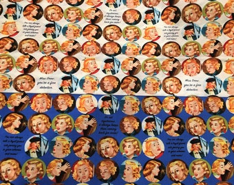 Rare Moda Fabric Get A Clue Nancy Drew Mystery Books Maven Cameo Scenes Out of Print 2012 OPTIONS Blue or White Fat Quarter FQ 18" x 22"