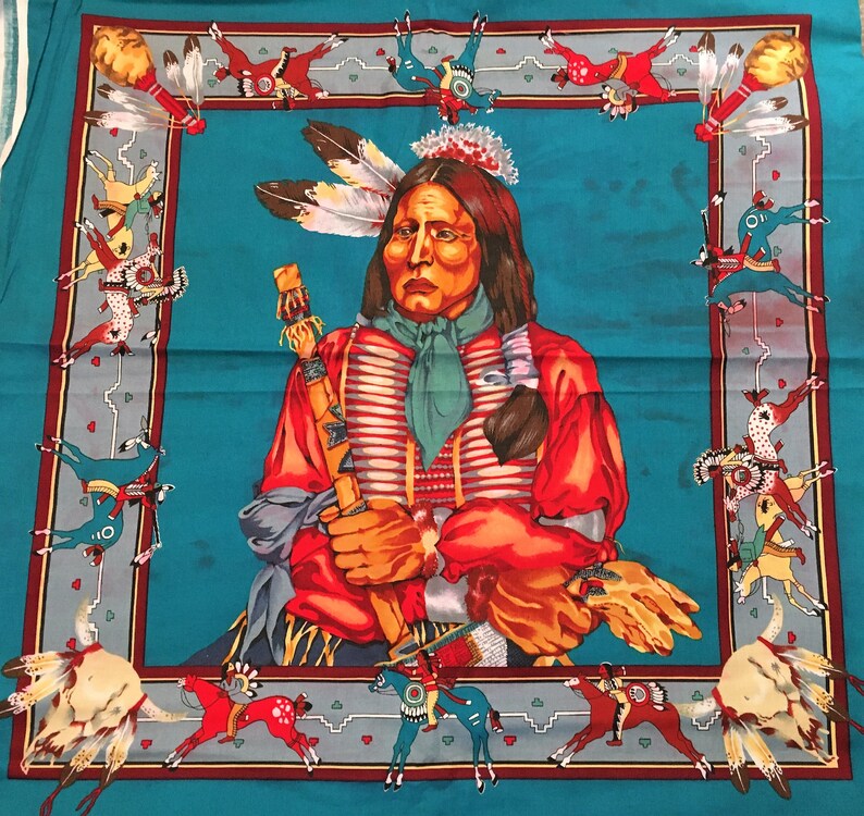 Vintage Native American Indian Fabric Alexander Henry Chief | Etsy