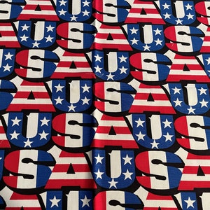 Vintage Groovy 70s USA America Americana Fabric Cotton Duck Light Canvas Patriotic Stars and Stripes 17.5&quot;Lx26&quot;W John Wolf Rare HTF