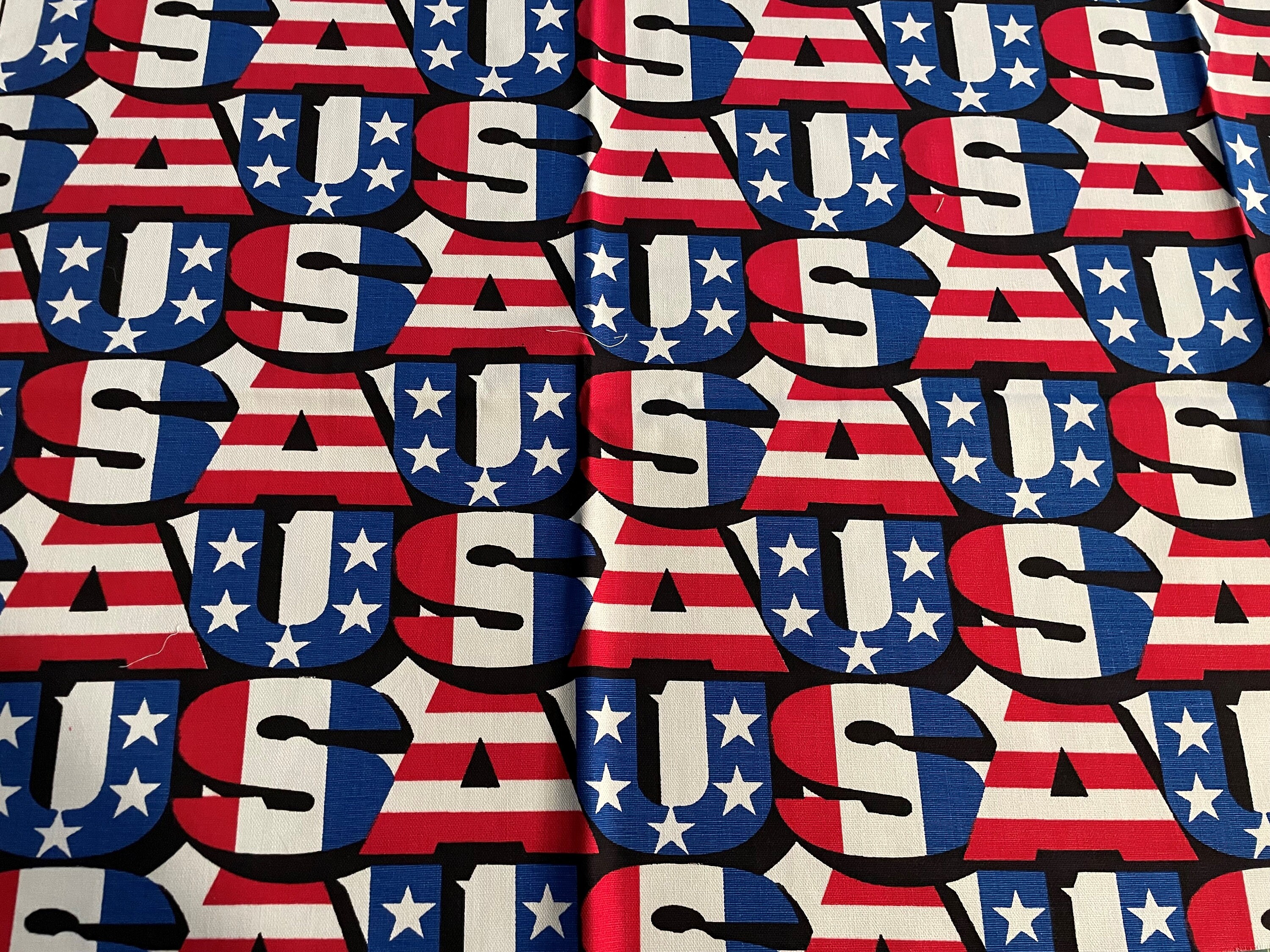 Vintage Groovy 70s USA America Americana Fabric Cotton Duck Light 
