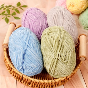 2mm chunky chenille yarn for plush crochet, baby premium yarn, velvet yarn, amigurumi knitting yarn, soft bulky yarn
