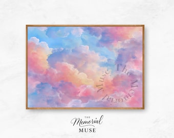 Pastel Watercolor Clouds Print: Cottagecore Sky Landscape (Digital Download)