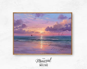 Sunset Seascape Print: Golden Sky Coastal Wall Art (Digital Download)