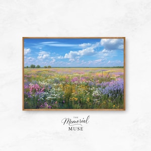 Lebendige Wildblumen Wiese Landschaft - Rustikale Sommer Wand Kunst, Natur Dekor Druck 26