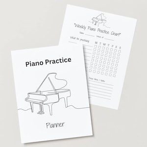 Editable Piano Practice Planner for Kids – Weekly & Monthly Music Charts, Warm-Ups, Repertoire, Goals – Canva Template