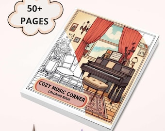 Cantinho Musical Aconchegante - Um Livro de Colorir Relaxante para Adultos Amantes da Música | Instrumentos, Inspiração Musical para Alívio do Estresse e Criatividade