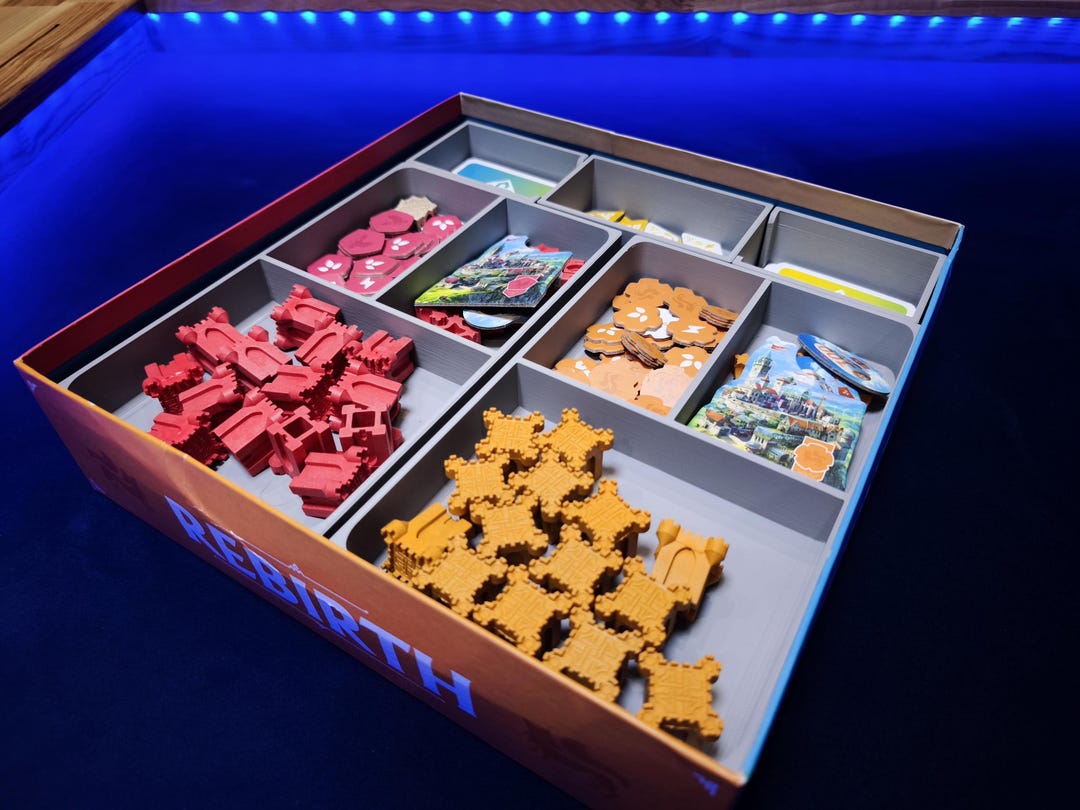 3D Printed Board Game Insert | Rebirth Organizer, Sleeved Card ...