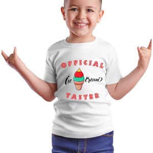 Officieel Ice Cream Taster-T-shirt | Leuk zomershirt voor kinderen, shirt ijsliefhebber, grappig kindershirt, grappig zomershirt, shirt voor kinderen