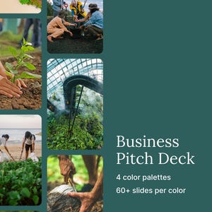 Sustainability Business Pitch Deck Template: 50+ Canva Slides in 4 Color Themes