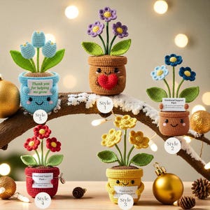 Custom Amigurumi Flower Pot, Forever Bloom, No Maintenance Plant, Thinking of You Gift, Encouragement Gift for Coworker