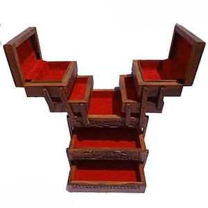 caixa de maquiagem e joias vintage