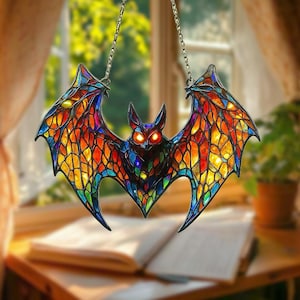 Gothic Bat Suncatcher, Bat Suncatcher, Spooky Bat Window Hanging, Halloween & Fall Decoration, Gothic Bat Hanging, Bat Lover Gift