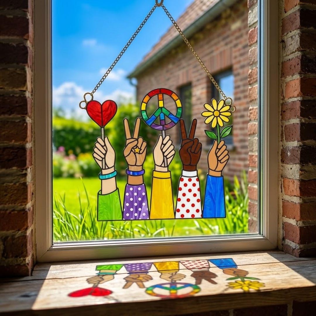 Imagine All the People Living Life in Peace Suncatcher, Rainbow Peace ...