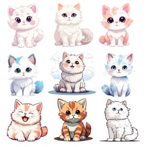 My Sweet Cats Clipart Bundle, Cute Cat PNG, Kitten Graphics, Happy Baby Animals, Printable Cartoon Animal, Nursery, Digital Instant Download