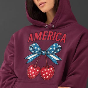 Amerikaanse kersen png, trendy 4 juli, png, Cherry Bow png, vrouw van 4 juli, Amerikaanse vlag png, Amerikaans meisjesshirt png