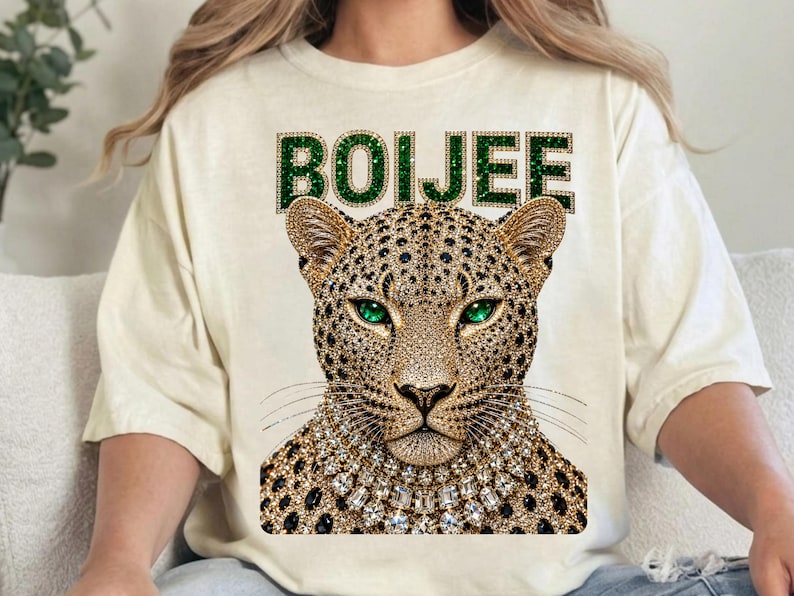 Boujee Leopard Cheetah PNG: Rhinestone Diamond Necklace Luxury Wild Cat GlamDTFDigital Download image 3