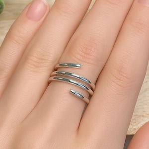Sterling Silver Spiral Ring • Knuckle Wrap Ring for Women • Handmade Boho Minimalist Jewelry • Modern Coil Stacking Ring • Swirl • Spiral