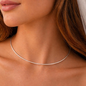 Gargantilla de alambre de plata de ley – Collar minimalista de alambre de plata 925, collar moderno para usar a diario, regalo de joyería para ella.