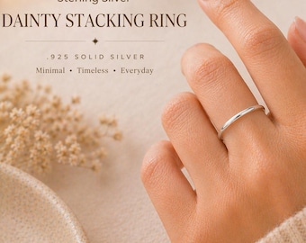 Sterling Silver Thin Stacking Ring, Dainty Minimalist Band, 1mm 2mm 4mm Silver Ring, Everyday Jewelry, Simple Stackable Ring