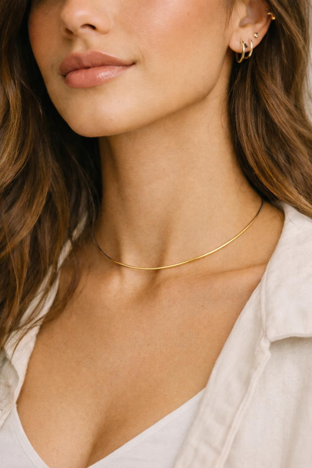 Gold Collar Minimalist Choker - Etsy display picture 1