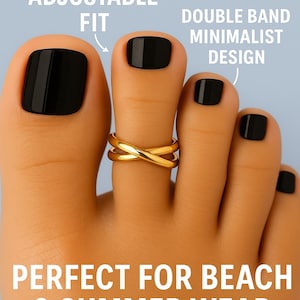 14k Gold Filled Criss Cross Toe Ring for Women – Adjustable Size Minimalist Open Band Design, Dainty Lightweight Foot Jewelry for Summer