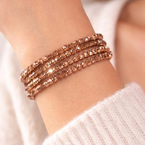 Pulsera apilable de cuentas marrones, juego de pulseras elásticas de cristal, pulseras apilables para mujer, regalo de joyería en tonos tierra neutros - St Clair