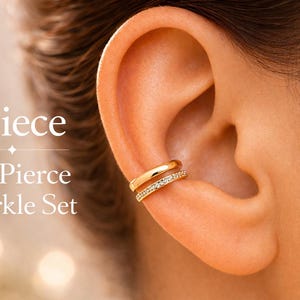 Gold Ear Cuff Set - 25 mm Ear Cuff Set by St Clair Fine Jewelry - No Pierce Designed Womens Jewelry