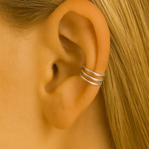 Minimalist Triple Band Ring: Sterling Silver or 14K Gold Filled Adjustable Coil