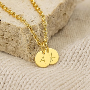 Custom Initial Necklace - 14k Gold-Filled Initial Necklace – Small Engraved Personalized Letter Charm on Dainty Gold Chain, Gift for Her