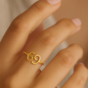 Minimalist 69 Wire Ring – Adjustable Sterling Silver, Gold & Rose Gold | Unique Number Ring | Dainty Zodiac-Inspired Jewelry Gift for Her