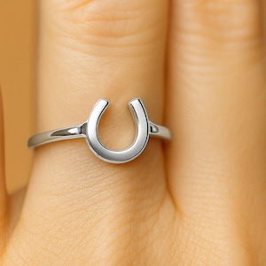 Lucky Horseshoe Ring • Gold, Rose Gold or Sterling Silver • Dainty Good Luck Equestrian Jewelry • Minimal Stackable Promise Ring