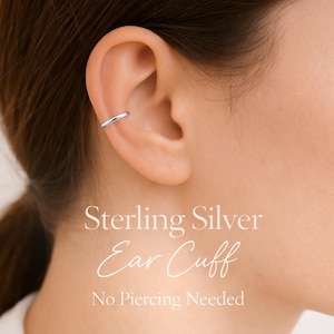Sterling Silver Ear Cuff – Minimalist Non Pierced Cuff Earring, Handmade .925 Silver Cartilage Jewelry, Modern Everyday Gift for Her