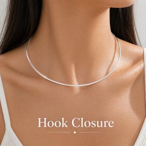 Sterling Silver Wire Choker Collar Necklace – Minimalist 925 Silver Wire Necklace, Modern Everyday Layering Necklace Jewelry Gift for Her