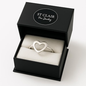 Sterling Silver Open‑Heart Ring • Minimalist Heart Outline Band • St. Clair Fine Jewelry - Gifts For Her - Girlfriend Gift - Valentines Day