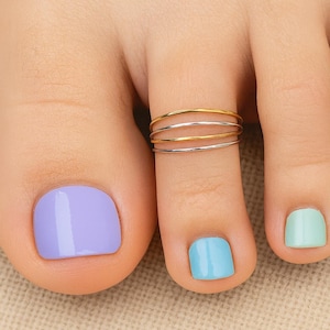 Adjustable Two-Tone Toe Ring: Sterling Silver & 14K Gold-Filled