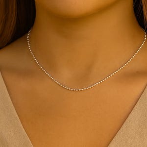 Dainty Sterling Silver Beaded Necklace: Minimalist Layering Jewelry