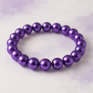 Purple Faux Pearl Beaded Bracelet: Handmade Boho Stretch Jewelry