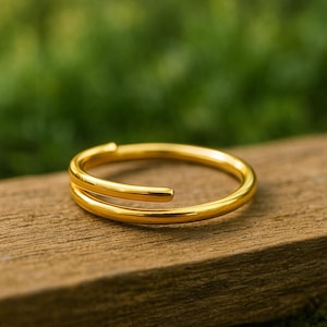 Adjustable Open 14K Gold Thumb Ring – Handmade Modern Minimalist Gold Ring - Stacking Ring For Everyday Wear