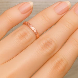 Rose Gold–Filled Hammered Knuckle Ring | Dainty Midi Band | Hypoallergenic Stacking Jewelry